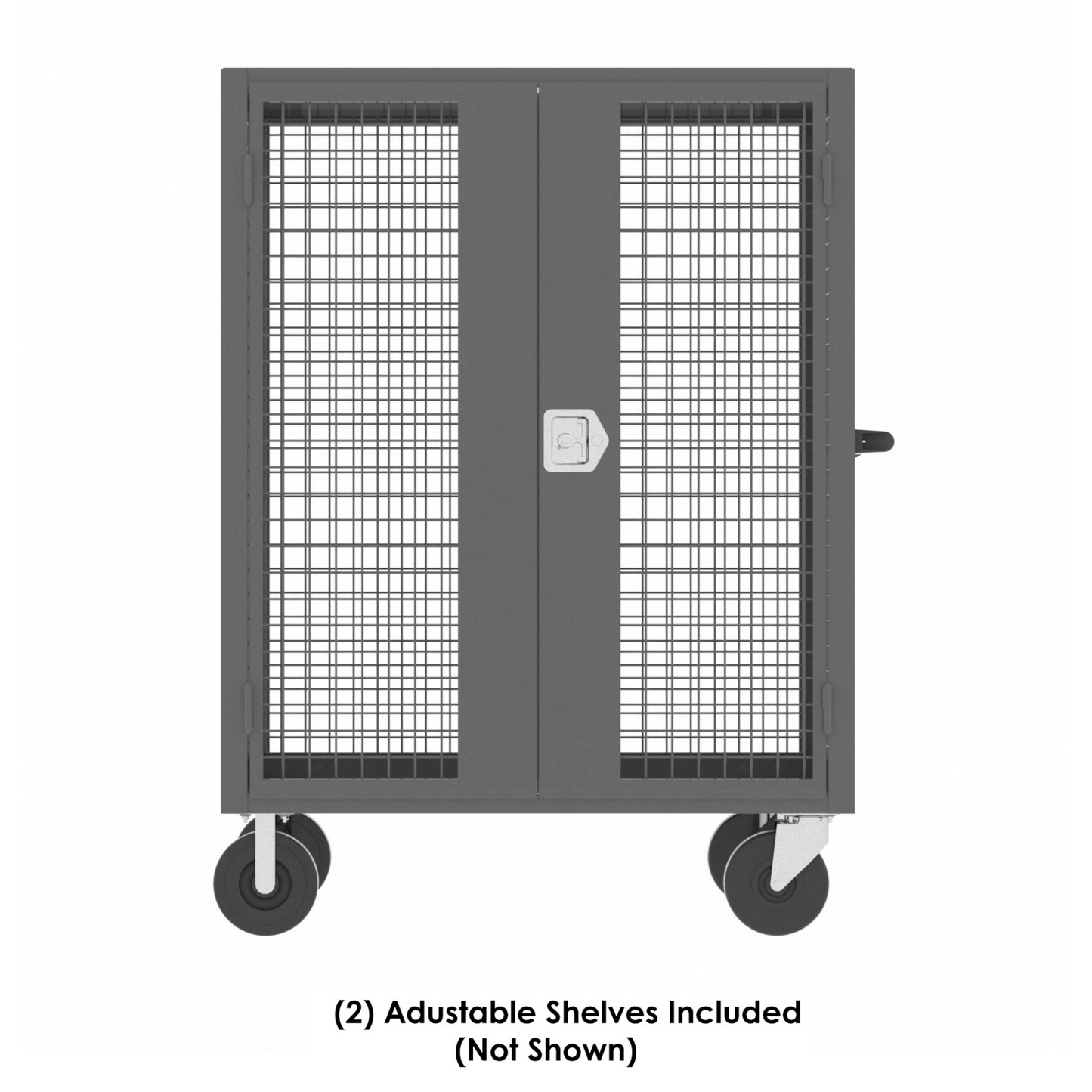 Security Cart, 48"L×30″W, (2) Shelves, Heavy Duty Locking Cart for Secure Storage