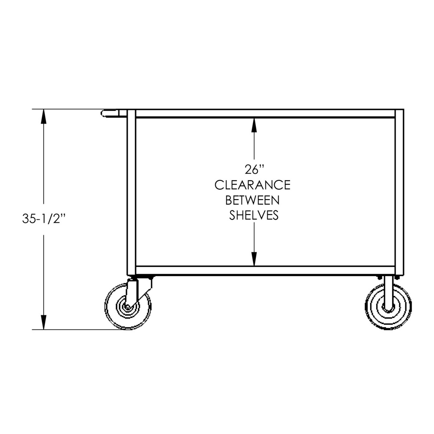 2-Shelf 12 Gauge Utility Cart, 48×30″, Standard / Flat Top - Heavy Duty Utility Cart for Stocking & Transport