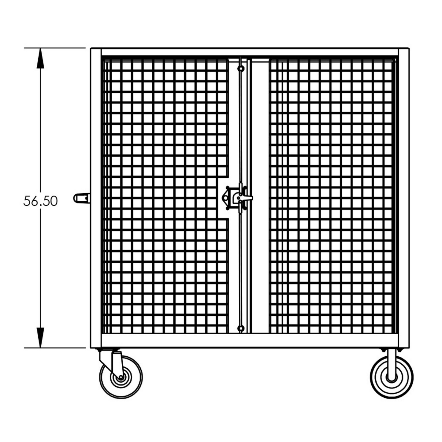 Security Cart, 60"L×30″W, (2) Shelves, Heavy Duty Locking Cart for Secure Storage