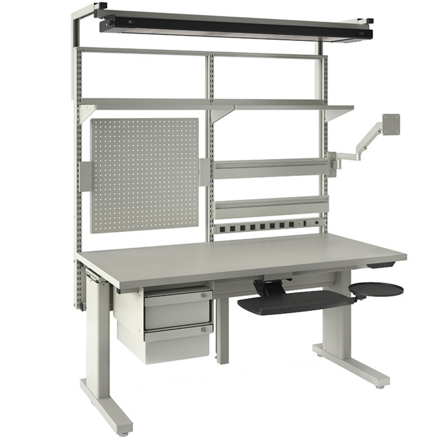 Heavy-Duty Assembly Workstation - Electric Adjustment, 60"W x 30"D Top | Option: Casters
