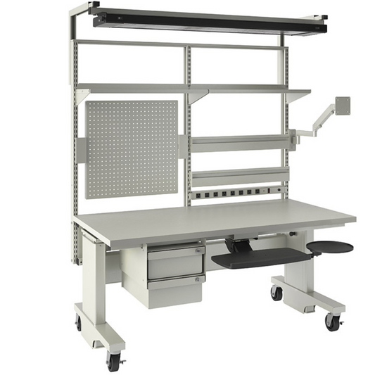 Heavy-Duty Assembly Workstation - Electric Adjustment, 60"W x 30"D Top | Option: Casters