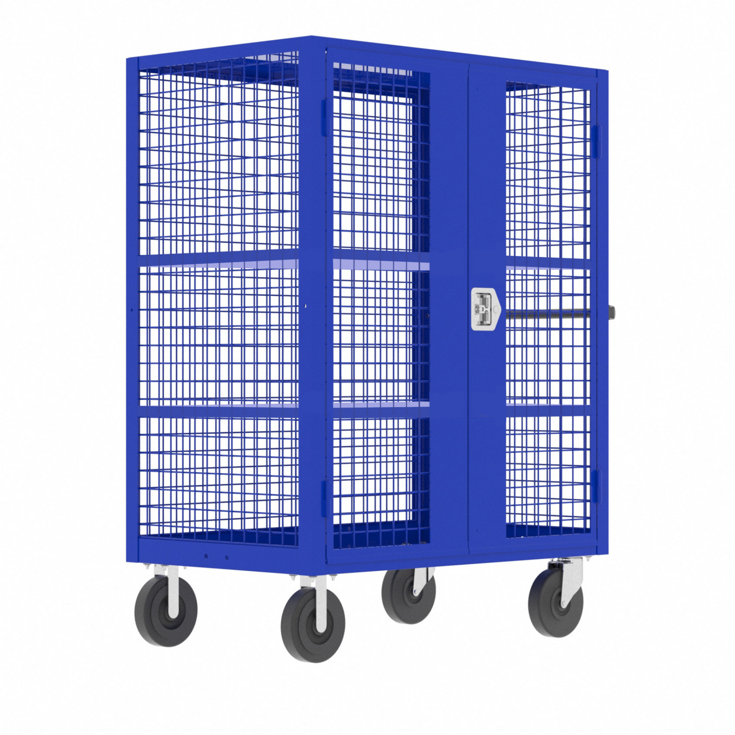 Security Cart, 48"L×30″W, (2) Shelves, Heavy Duty Locking Cart for Secure Storage