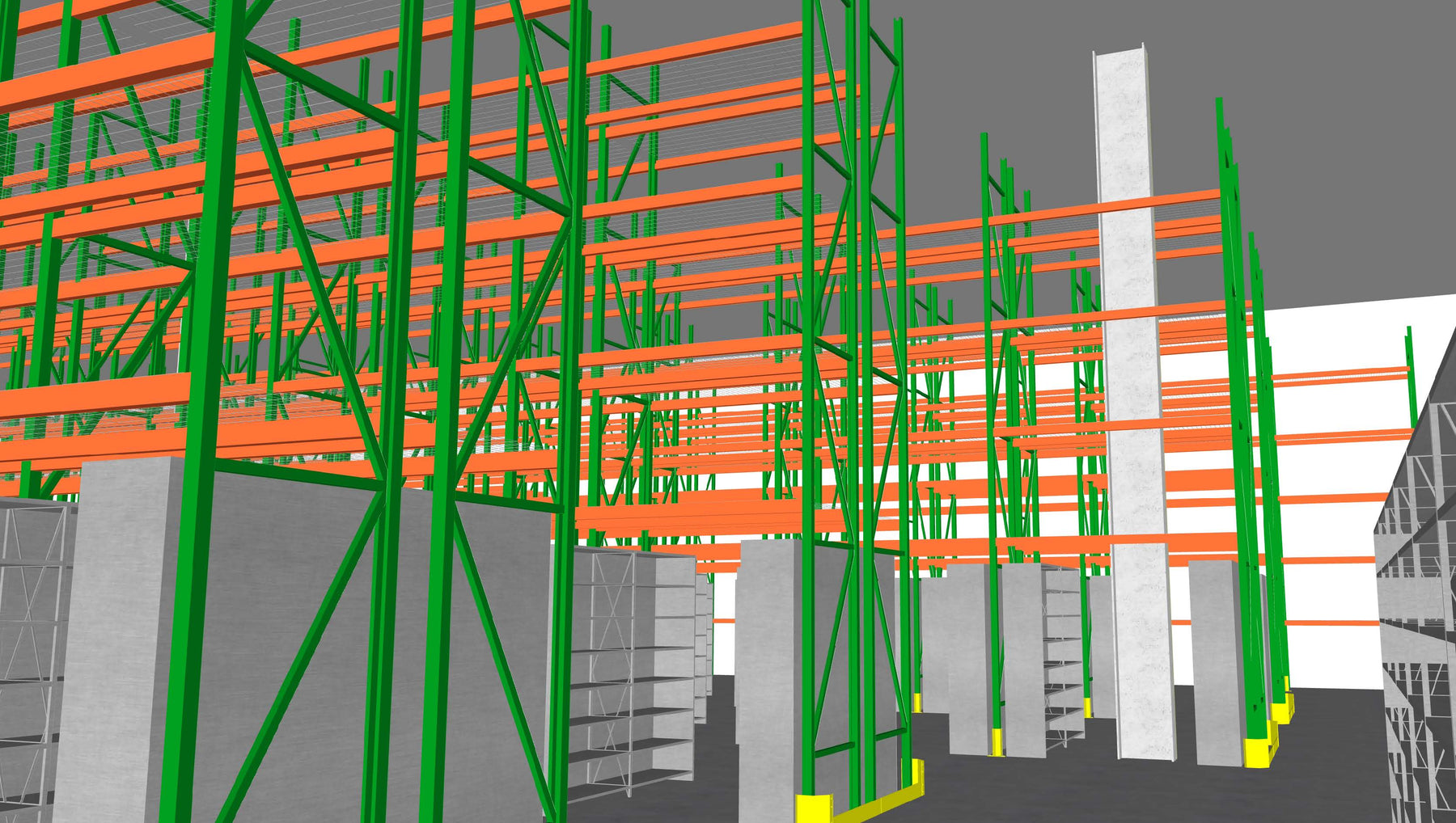 3D warehouse layout used to plan a facility change