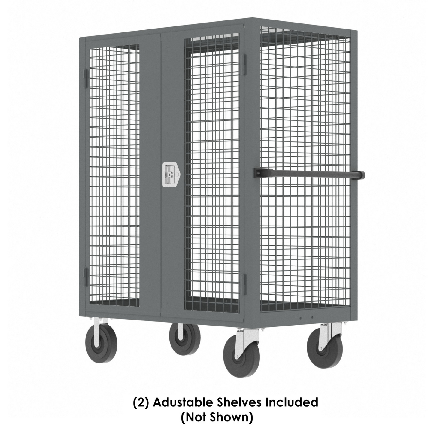 Security Cart, 48"L×30″W, (2) Shelves, Heavy Duty Locking Cart for Secure Storage