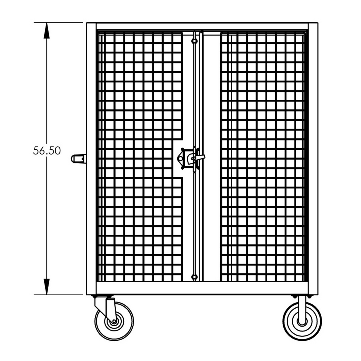 Security Cart, 48"L×30″W, (2) Shelves, Heavy Duty Locking Cart for Secure Storage