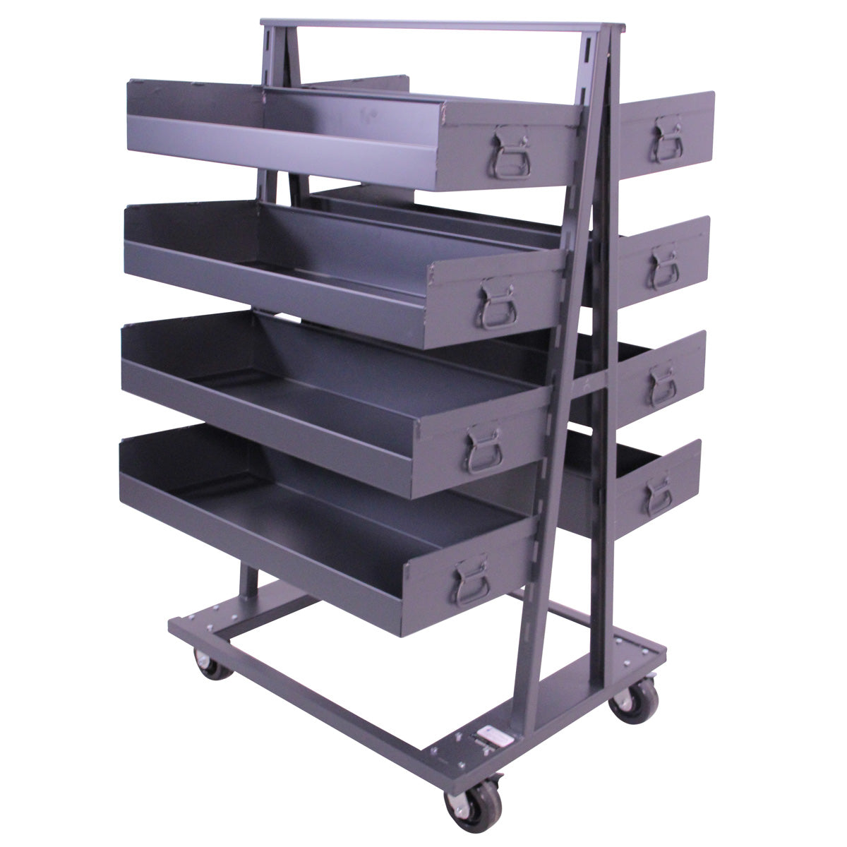 Double-sided Heavy Duty A-Frame Cart, (8) Large Lipped Tray