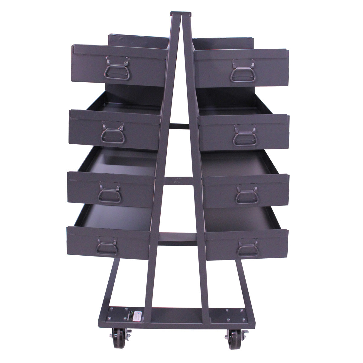 Double-sided Heavy Duty A-Frame Cart, (8) Large Lipped Tray