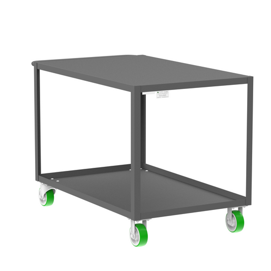 2-Shelf 12 Gauge Utility Cart, 48×30″, Standard / Flat Top - Heavy Duty Utility Cart for Stocking & Transport